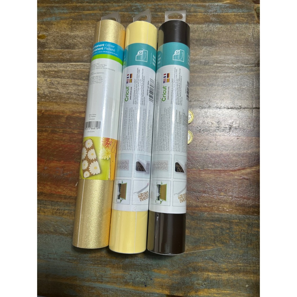 Cricut Permanent Vinyl Bundle 12x48 Shimmer Gold Light Yellow Coffee 3 Rolls - Picture 4 of 4